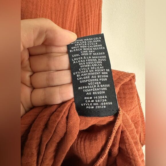 7 for all Mankind Gauzy Burnt Orange Dress Sz XS - Picture 5 of 7
